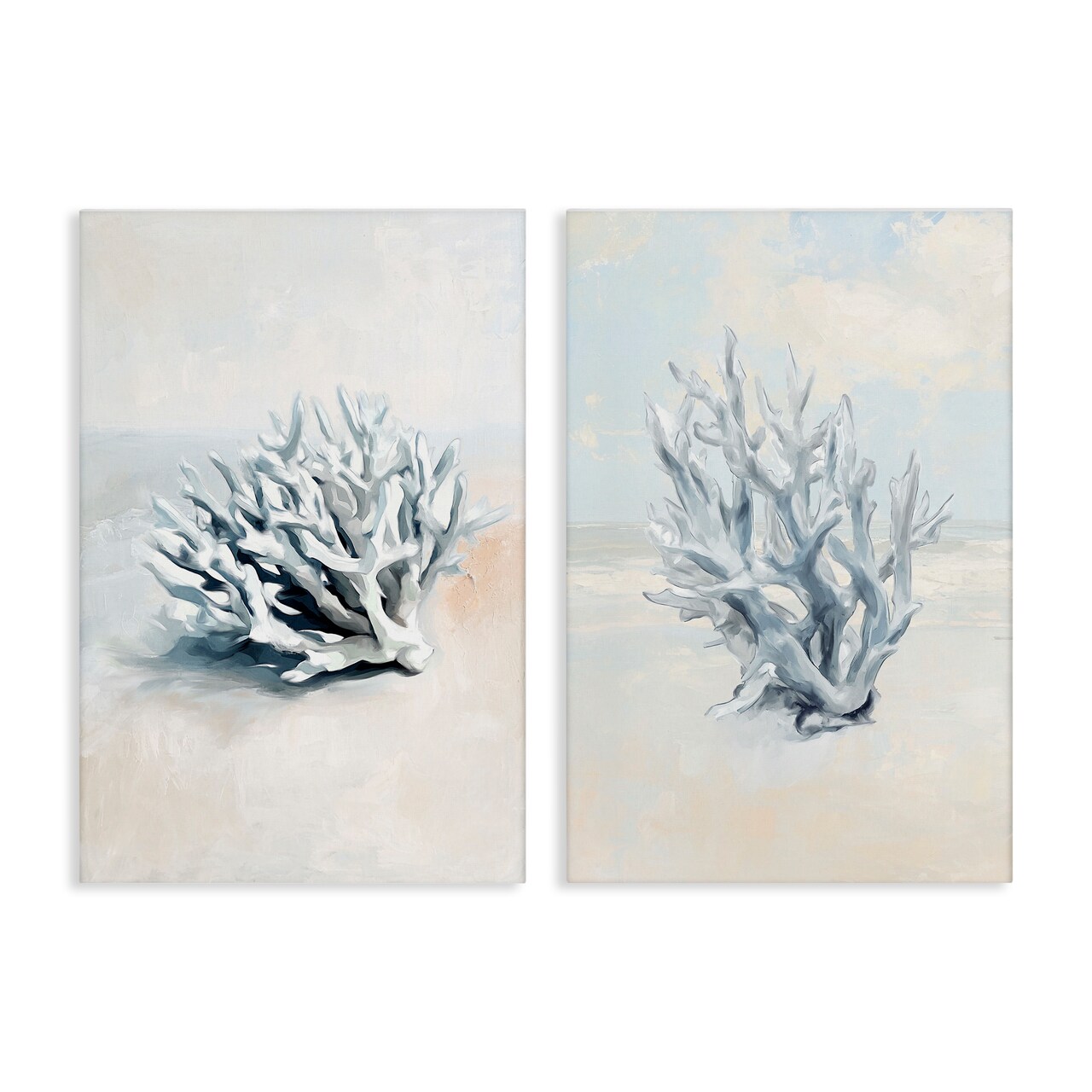 Stupell Industries Faded White Coral Branches 2pc Canvas Set Design by Ramona Murdock